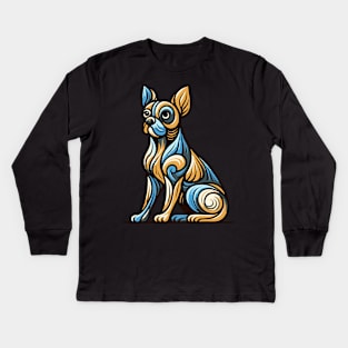 Pop art dog illustration. cubism illustration of a dog Kids Long Sleeve T-Shirt